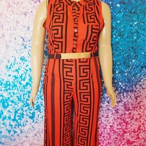 NWOT Orange Print Jumpsuit